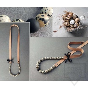 Ръчно изработено колие Vyara Tzeneva Jewellery - single pink grey