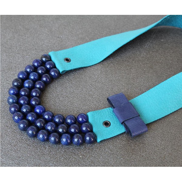 Ръчно изработено колие Vyara Tzeneva Jewellery - triple blue deep blue