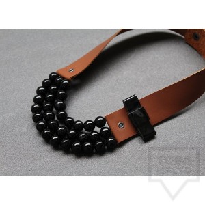 Ръчно изработено колие Vyara Tzeneva Jewellery - triple brown black