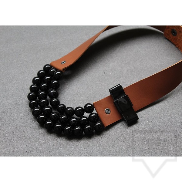 Ръчно изработено колие Vyara Tzeneva Jewellery - triple brown black