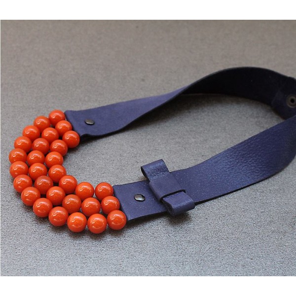 Ръчно изработено колие Vyara Tzeneva Jewellery - triple deep blue orange