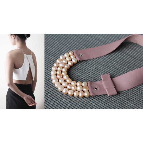 Ръчно изработено колие Vyara Tzeneva Jewellery - triple pink pearls