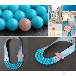 Ръчно изработено колие  Vyara Tzeneva Jewellery- tripple milk blue
