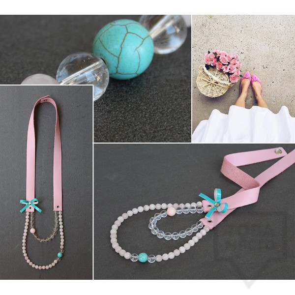 Ръчно изработено колие Vyara Tzeneva Jewellery - double pink blue