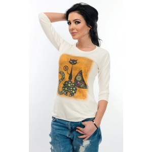 Дамска блуза - WhiteBerry big cat