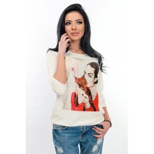 Дамска тениска - WhiteBerry lady with cat