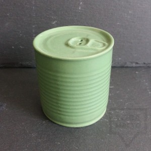 Ръчно изработена порцеланова солница - консерва - Korchev Design Studio - light green