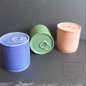 Ръчно изработена порцеланова солница - консерва - Korchev Design Studio - sky blue