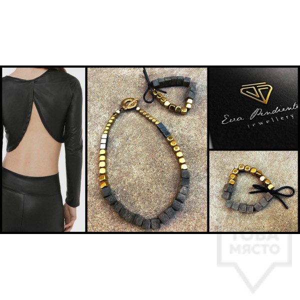 Дизайнерско колие Eva Pendientes - Полускъпоценни камъни