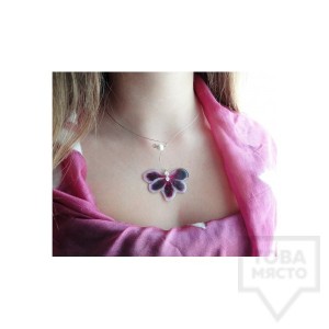 Дизайнерско колие MeganFlo - Лилава налба и перли