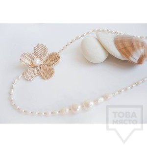Дизайнерско колие Songe - естествени перли