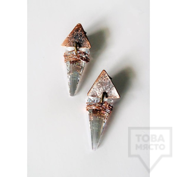 Дизайнерски обеци Katano - мед и сваровски