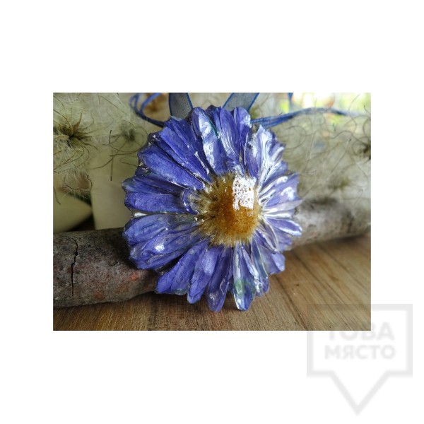 Дизайнерско колие MeganFlo - Синя астра