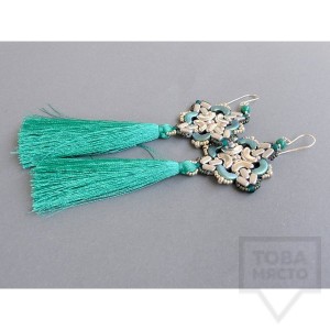 Обеци Songe - стъклени мъниста и сребро