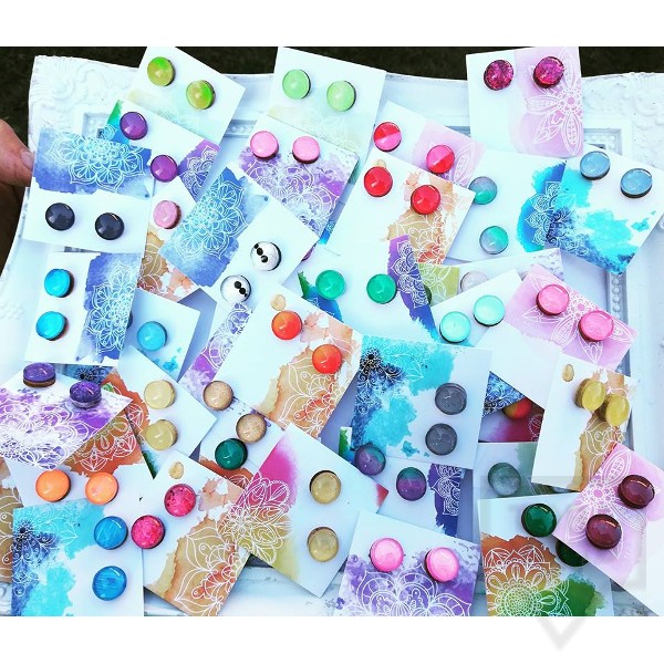 Ръчно изработени обеци Lollipop - Дърво и стъкло