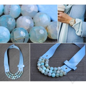 Ръчно изработено колие  Vyara Tzeneva Jewellery- tripple light blue