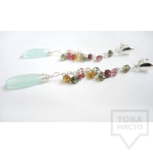 Сребърни обеци Songe - халцедон, сребро