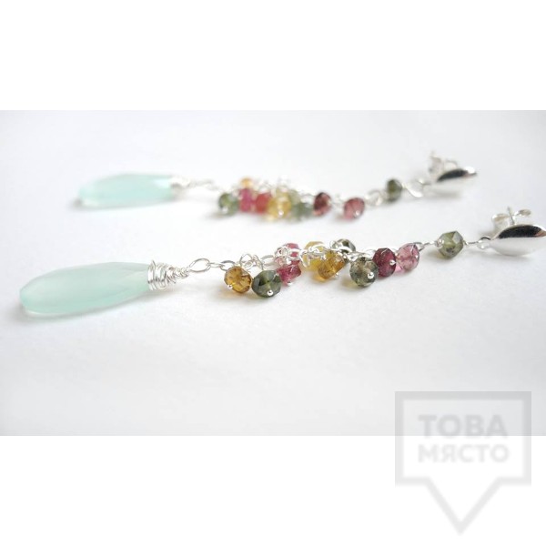 Сребърни обеци Songe - халцедон, сребро