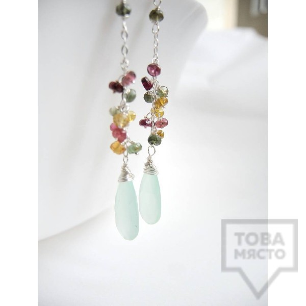 Сребърни обеци Songe - халцедон, сребро