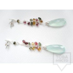 Сребърни обеци Songe - халцедон, сребро