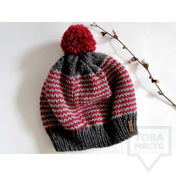 Зимна дамска шапка Moxxy - grey pink